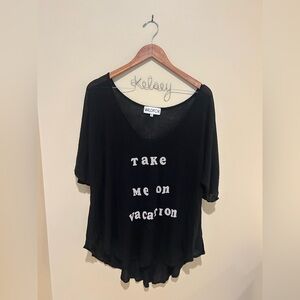 Wildfox Black 'Take Me On Vacation' Oversized Swim Cover Size Small